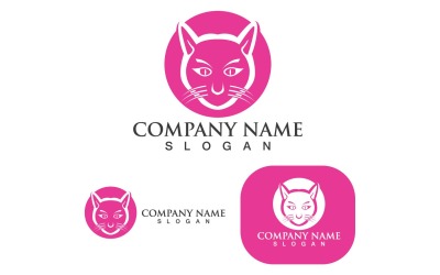 Gato y lindo logotipo y símbolo V3
