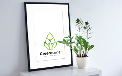 Plantilla de logotipo de jardinería de esquina verde