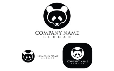 Logotipo de cabeça de animal panda e símbolo Vector3