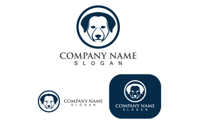 Logotipo de cabeza de perro y símbolo Animal V