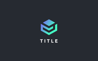 Elegante logo angolare del blocco del cubo della tecnologia dei dati della tenuta della mano