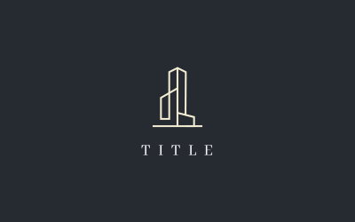 Logo doré de construction de tour de bâtiment angulaire de luxe