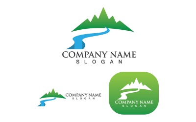 Logotipo y símbolo de montaña y sol V7