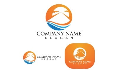 Mountain And Sun Logo And Symbol V9