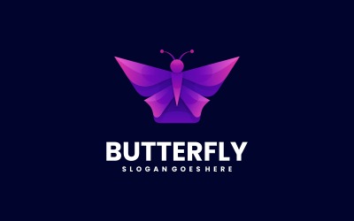 Diseño de degradado de mariposa de logotipo vectorial
