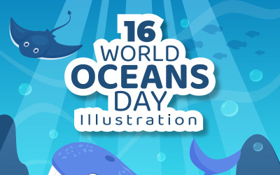 16 Illustrazione del design della Giornata Mondiale dell&amp;#39;Oceano