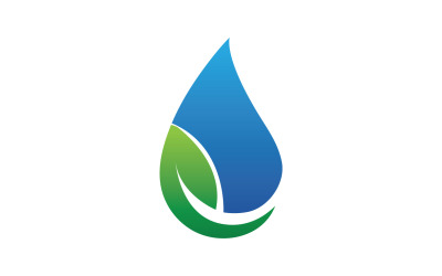 Vattendroppar och löv naturelement logotyp V10