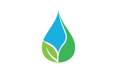 Waterdruppel en blad natuurelementen Logo V