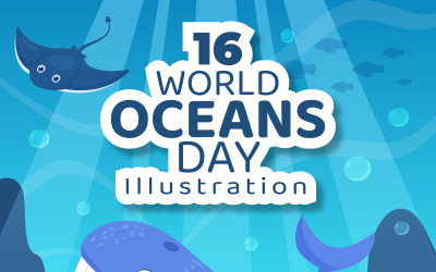 16 Wereld Oceaan Dag Ontwerp Illustratie