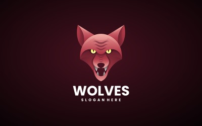 Wolf Head Gradient Color Logo Design