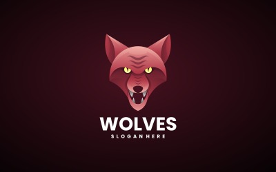 Wolf Head Gradient Color Logo Design