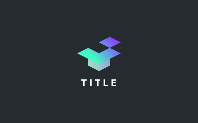 Logo moderno e vibrante della tecnologia dei dati della scatola del blocco angolare