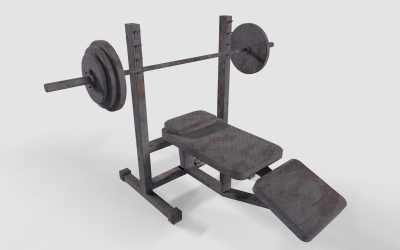 Bench Press Rusty und Normal Low-Poly 3D-Modell