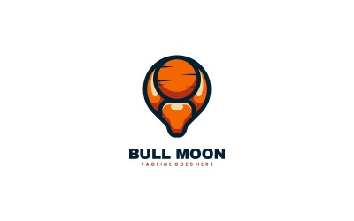 Logotipo de mascote simples de Bull Moon