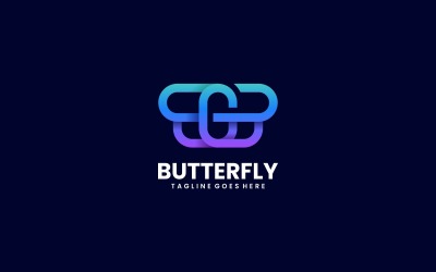 Plantilla de logotipo degradado de arte de línea de mariposa