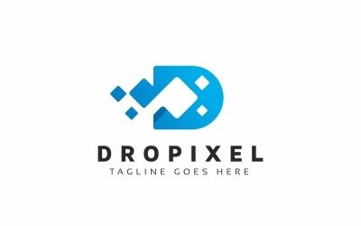 D Letter Digital Pixel Logo Template