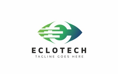 Eco Tech E Letter Logo Template