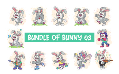 Ensemble de lapin de dessin animé Image_03. T-shirt.