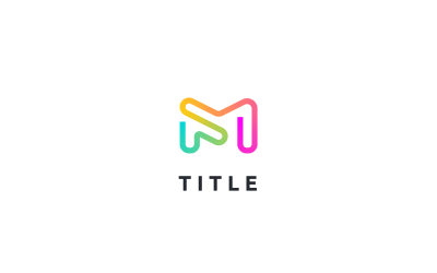 Logo Minimal Angular M Fun Colorful Line Monogram Logo