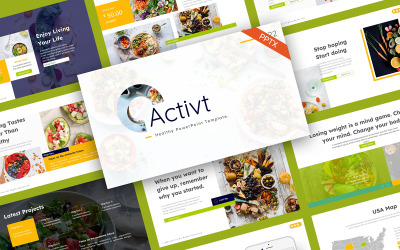 Activt gezonde voeding moderne Sjablonen PowerPoint presentatie
