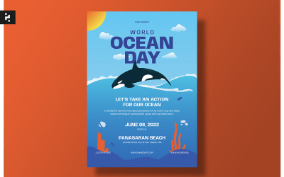 Modèle d&amp;#39;ensemble de flyers pour la journée mondiale de l&amp;#39;océan