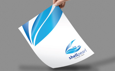 Szablon logo Sea Pearl i muszli Aqua