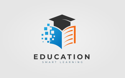 Egyedi és kreatív oktatási logó tervezési koncepció könyv és kalap számára