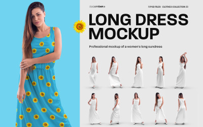 11 Women&#039;s Long Dress Mockups