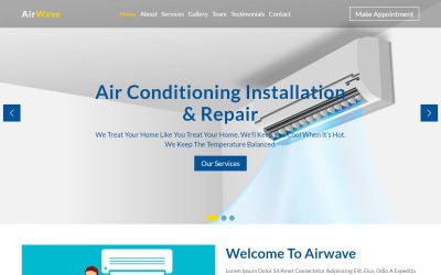 AirWave - Luftkonditionering &amp;amp; uppvärmning HTML-målsidamall