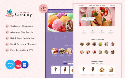 Kremalı - Dondurma, İçecek, Pasta Dükkanı Çok Amaçlı OpenCart Mağazası