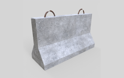 Modelo 3D de baixo poli com barreira de concreto