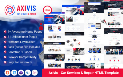 Axivis - Modello HTML per servizio di riparazione pneumatici per ruote auto
