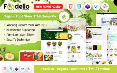 Foodelio - Магазин органических продуктов питания Магазин биопродуктов RTL Адаптивный HTML-шаблон