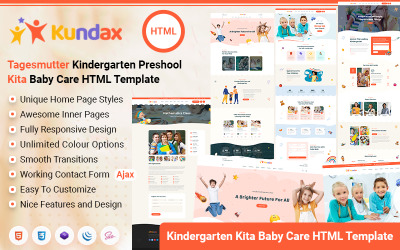 Kundax - Детский сад Образовательный центр по уходу за детьми HTML-шаблон