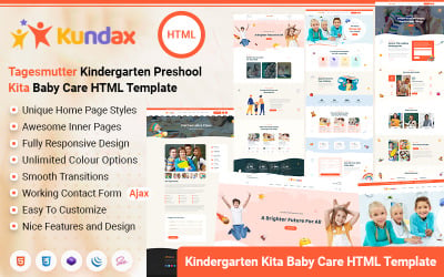 Kundax - Modèle HTML du centre d&amp;#39;éducation pour les soins aux enfants de la maternelle