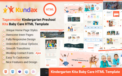 Kundax - Modèle HTML du centre d&amp;#39;éducation pour les soins aux enfants de la maternelle