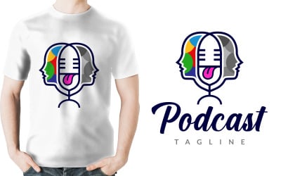 Podcast-Logo für menschliches Zungenmikrofon
