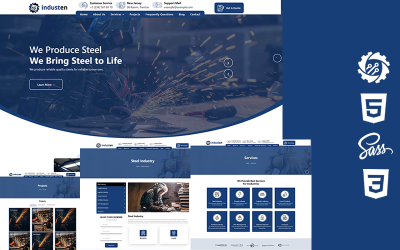 Industen - Industrial Company Šablona webových stránek s tématem Html5 Css3