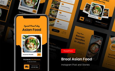 Breal - Asya Yemekleri Instagram Gönderisi ve Hikayeleri PowerPoint Şablon