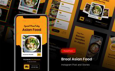 Breal - Post e histórias do Instagram de comida asiática Modelo do PowerPoint