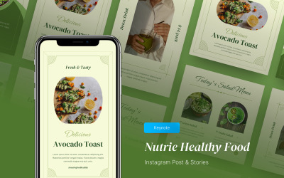 Nutrie - Healthy Food Instagram Post and Stories Keynote Template