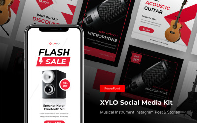 Xylo - Musikinstrument Instagram Post &amp;amp; Stories PowerPoint-mall