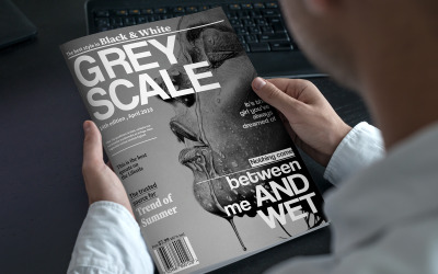 Layout de Design de Revista em Escala de Cinza