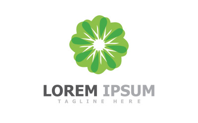 Logotipo de icono de flor y plantilla de símbolo V