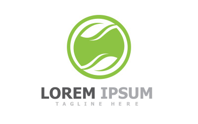Plantilla de logotipo de naturaleza de hoja verde ecológica V4