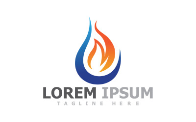 Plantilla de logotipo de gas y petróleo de llama de fuego V9
