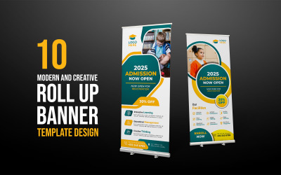 Creative school admission Roll Up Banner template