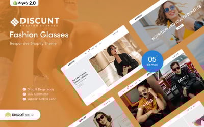 Desconto - Tema Shopify responsivo para óculos de moda
