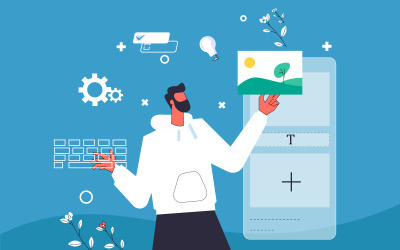 Designer gratuito che crea un vettore di concetto di illustrazione di applicazioni mobili