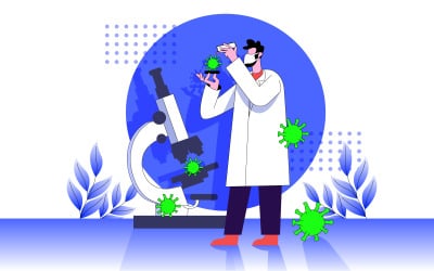 Docteur testant le virus dans le vecteur de concept d&amp;#39;illustration gratuit de laboratoire